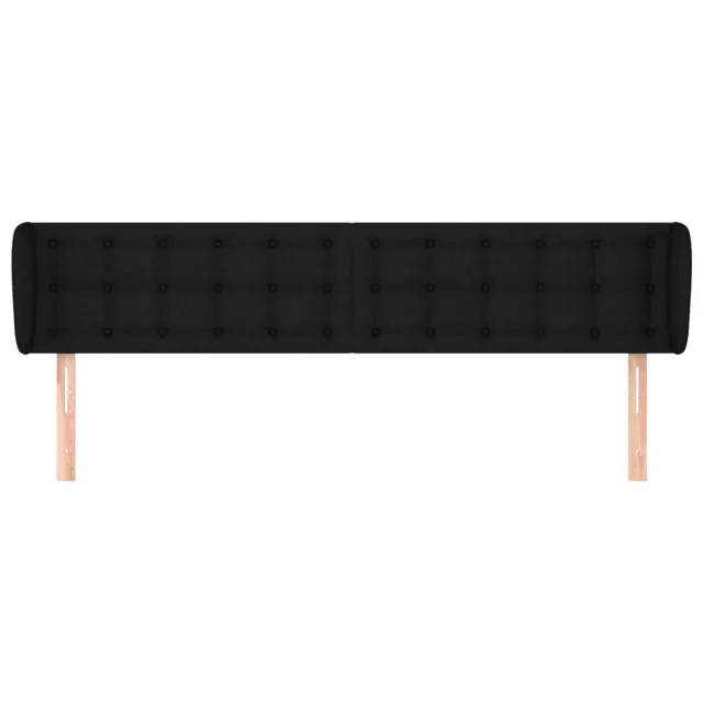 Tête de lit avec oreilles Noir 203x23x78/88 cm Tissu