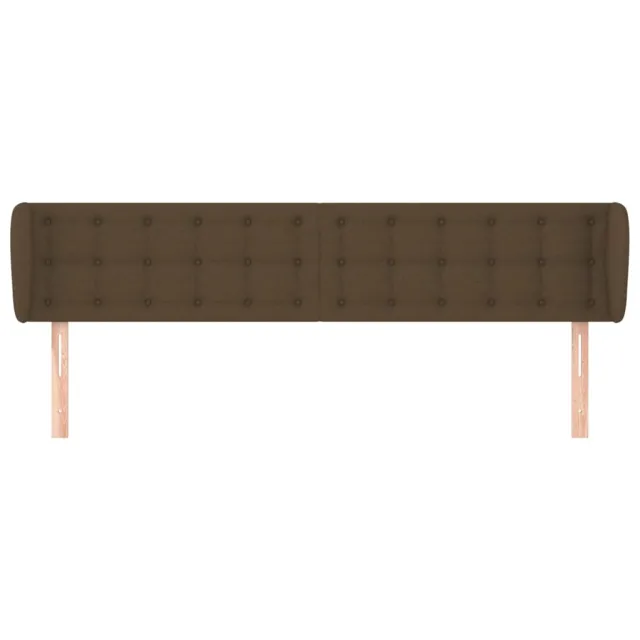 Tête de lit avec oreilles Marron foncé 203x23x78/88 cm Tissu
