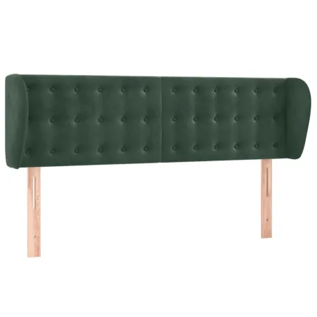 Tête de lit avec oreilles Vert foncé 147x23x78/88 cm Velours