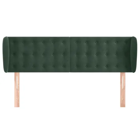 Tête de lit avec oreilles Vert foncé 147x23x78/88 cm Velours