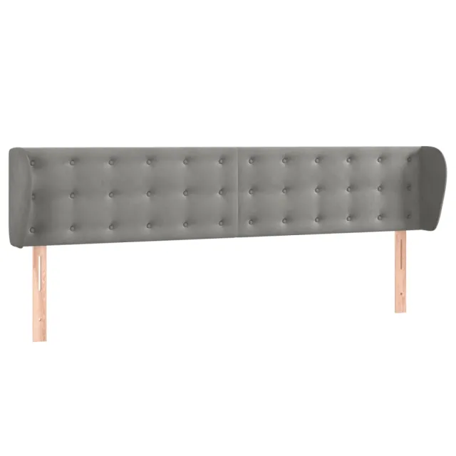 Tête de lit avec oreilles Gris clair 163x23x78/88 cm Velours