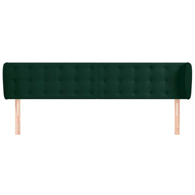 Tête de lit avec oreilles Vert foncé 163x23x78/88 cm Velours