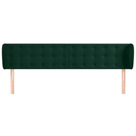 Tête de lit avec oreilles Vert foncé 163x23x78/88 cm Velours