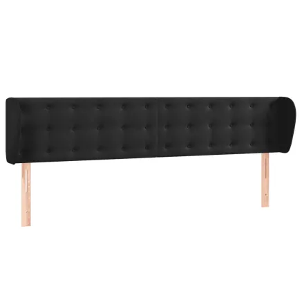 Tête de lit avec oreilles Noir 203x23x78/88 cm Velours 2
