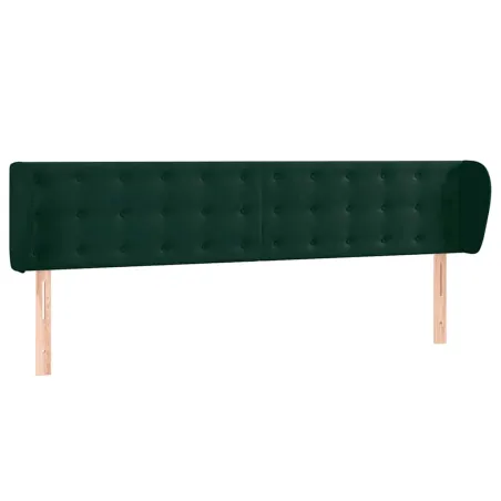 Tête de lit avec oreilles Vert foncé 203x23x78/88 cm Velours