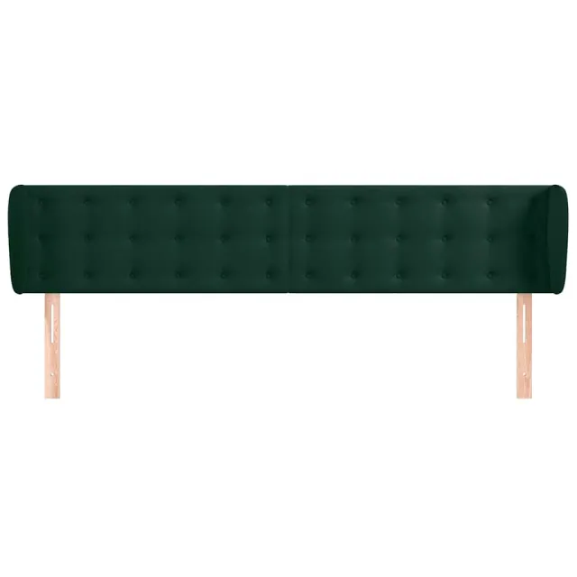 Tête de lit avec oreilles Vert foncé 203x23x78/88 cm Velours