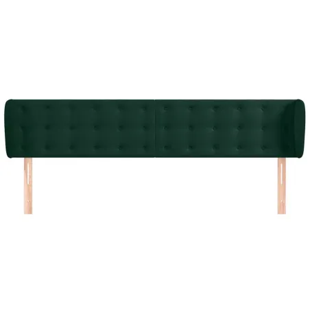 Tête de lit avec oreilles Vert foncé 203x23x78/88 cm Velours