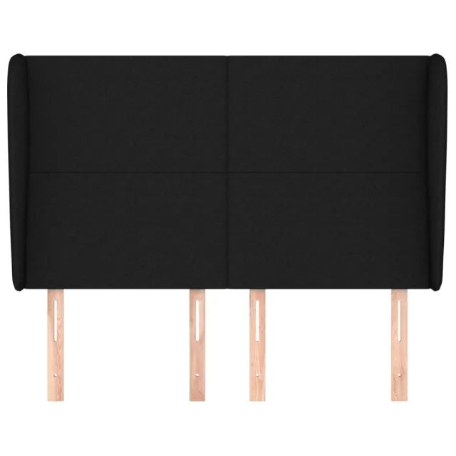 Tête de lit avec oreilles Noir 147x23x118/128 cm Tissu