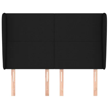 Tête de lit avec oreilles Noir 147x23x118/128 cm Tissu