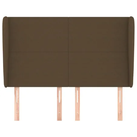 Tête de lit avec oreilles Marron foncé 147x23x118/128 cm Tissu