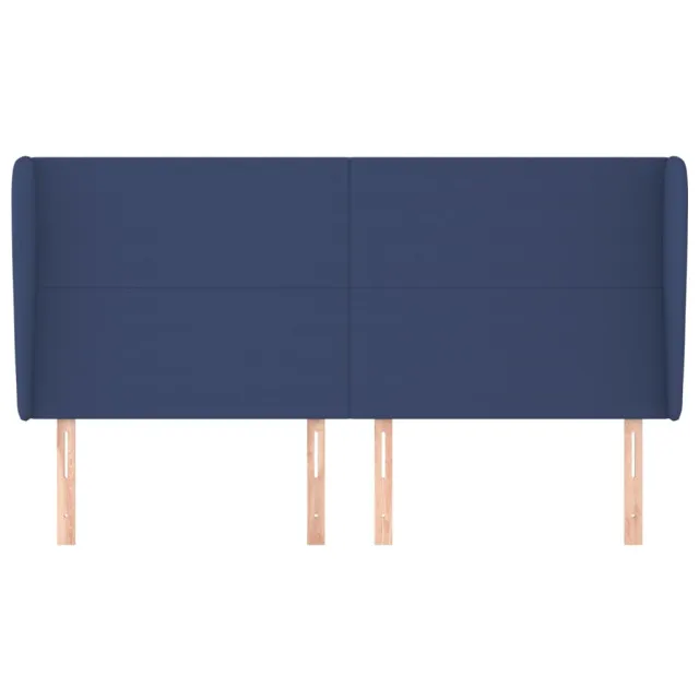 Tête de lit avec oreilles Bleu 163x23x118/128 cm Tissu