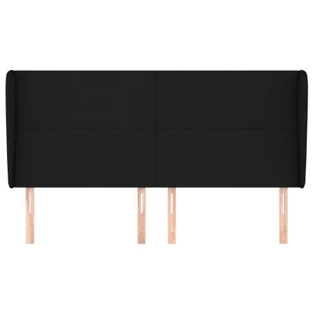 Tête de lit avec oreilles Noir 183x23x118/128 cm Tissu