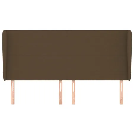 Tête de lit avec oreilles Marron foncé 183x23x118/128 cm Tissu