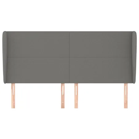 Tête de lit avec oreilles Gris foncé 203x23x118/128 cm Tissu