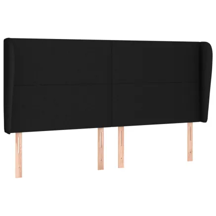 Tête de lit avec oreilles Noir 203x23x118/128 cm Tissu 2