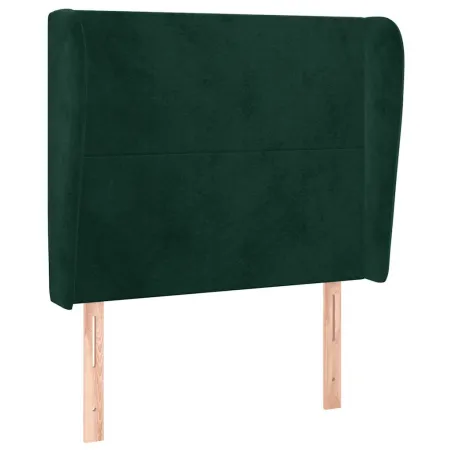 Tête de lit avec oreilles Vert foncé 83x23x118/128 cm Velours