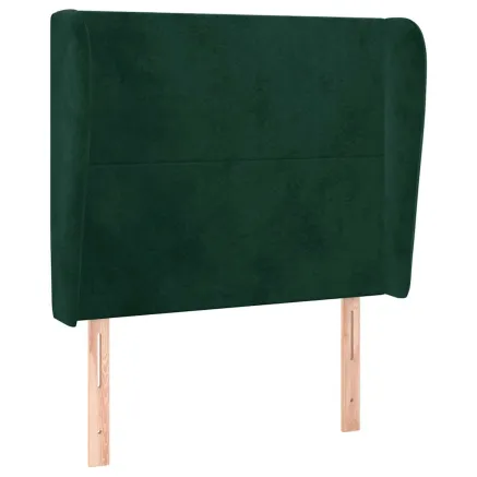 Tête de lit avec oreilles Vert foncé 93x23x118/128 cm Velours 2