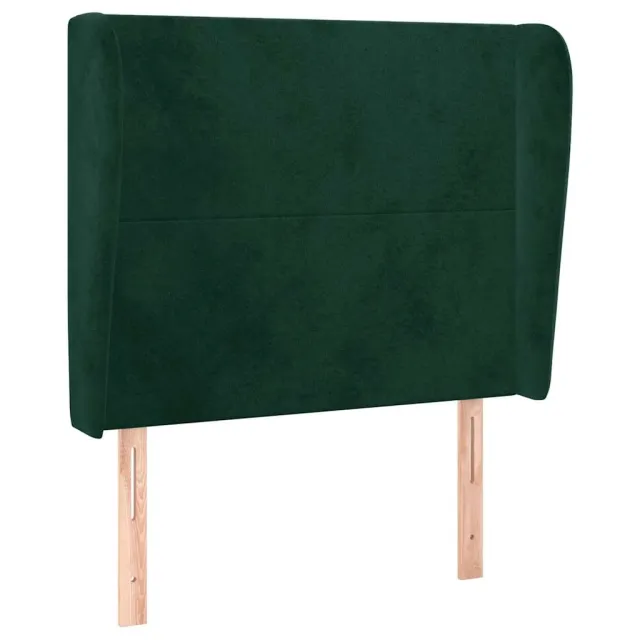 Tête de lit avec oreilles Vert foncé 93x23x118/128 cm Velours