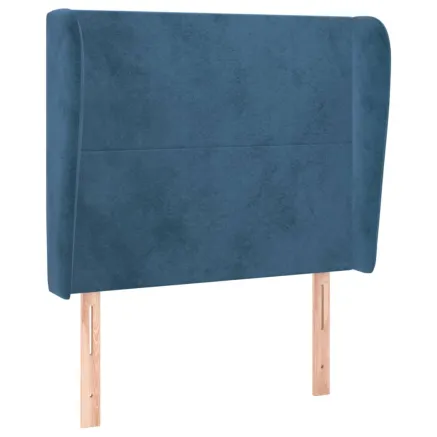 Tête de lit avec oreilles Bleu foncé 93x23x118/128 cm Velours 2
