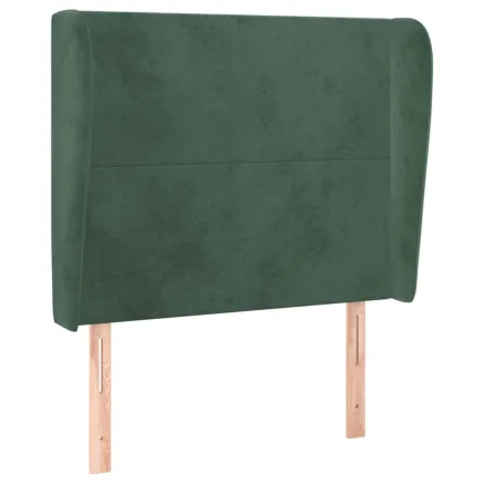 Tête de lit avec oreilles Vert foncé 103x23x118/128 cm Velours 2