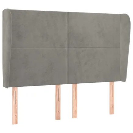 Tête de lit avec oreilles Gris clair 147x23x118/128 cm Velours 2