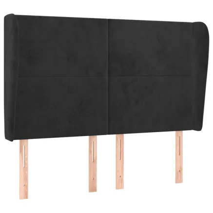 Tête de lit avec oreilles Noir 147x23x118/128 cm Velours 2