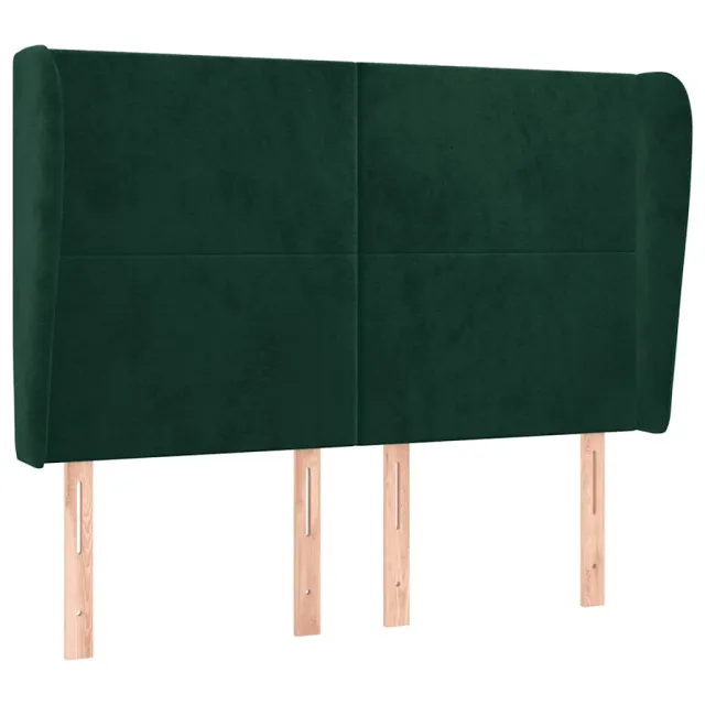 Tête de lit avec oreilles Vert foncé 147x23x118/128 cm Velours
