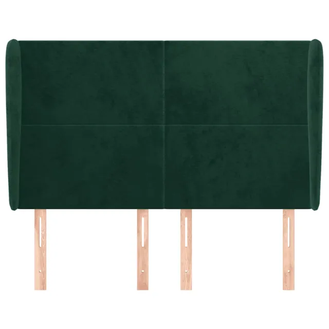 Tête de lit avec oreilles Vert foncé 147x23x118/128 cm Velours