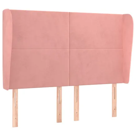 Tête de lit avec oreilles Rose 147x23x118/128 cm Velours 2