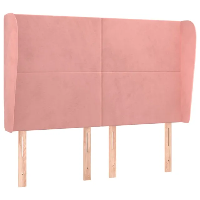 Tête de lit avec oreilles Rose 147x23x118/128 cm Velours