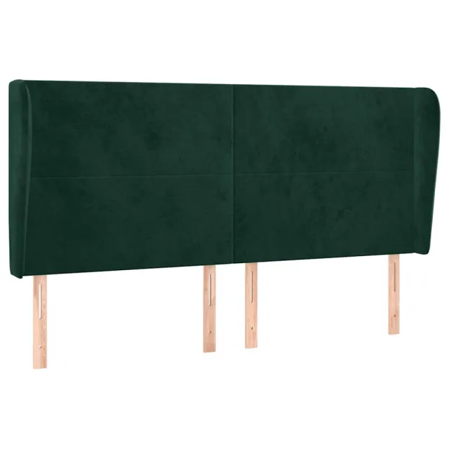 Tête de lit avec oreilles Vert foncé 163x23x118/128 cm Velours