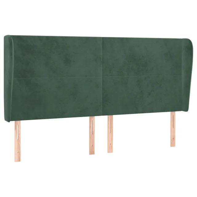 Tête de lit avec oreilles Vert foncé 183x23x118/128 cm Velours