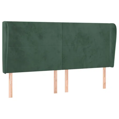 Tête de lit avec oreilles Vert foncé 183x23x118/128 cm Velours