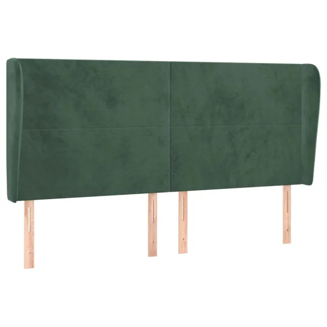 Tête de lit avec oreilles Vert foncé 203x23x118/128 cm Velours