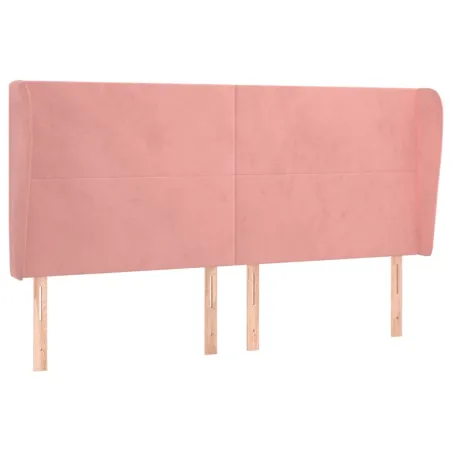 Tête de lit avec oreilles Rose 203x23x118/128 cm Velours