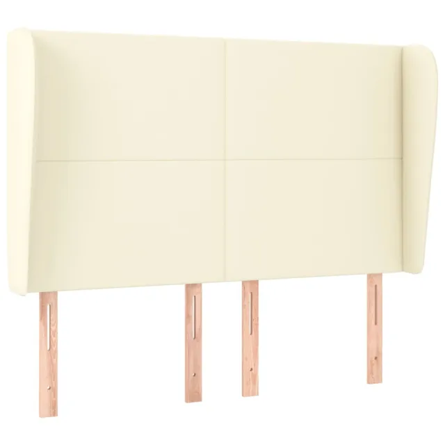 Tête de lit avec oreilles Crème 147x23x118/128 cm Similicuir