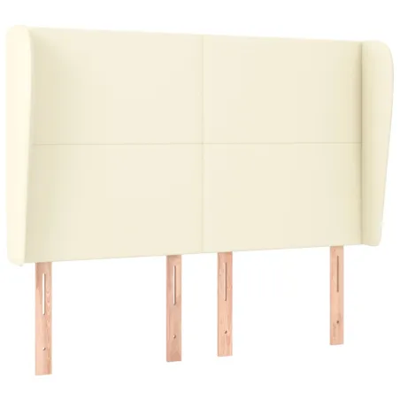 Tête de lit avec oreilles Crème 147x23x118/128 cm Similicuir