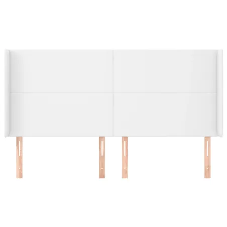 Tête de lit avec oreilles Blanc 183x23x118/128 cm Similicuir