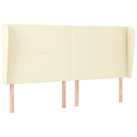 Tête de lit avec oreilles Crème 183x23x118/128 cm Similicuir