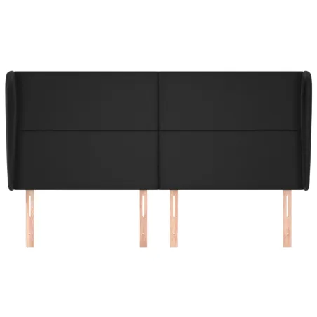 Tête de lit avec oreilles Noir 203x23x118/128 cm Similicuir