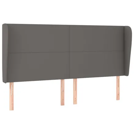 Tête de lit avec oreilles Gris 203x23x118/128 cm Similicuir 2