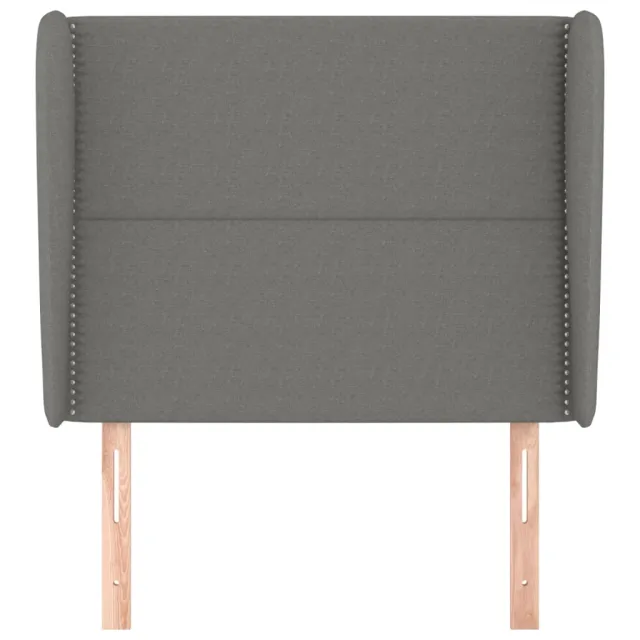 Tête de lit avec oreilles Gris foncé 83x23x118/128 cm Tissu