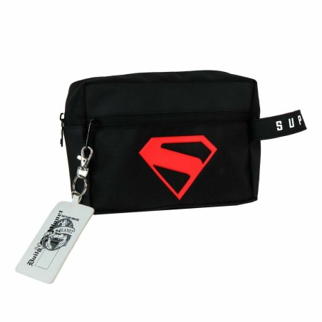 Kinder-Kulturbeutel Superman Schwarz 100 % Polyurethan Moderne 22 x 16