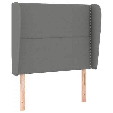 Tête de lit avec oreilles Gris foncé 93x23x118/128 cm Tissu 2