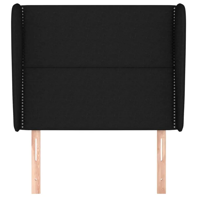 Tête de lit avec oreilles Noir 93x23x118/128 cm Tissu