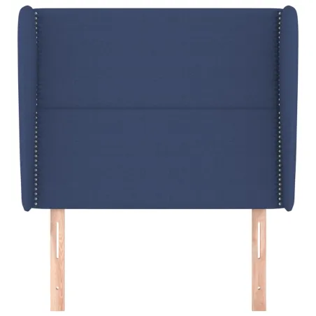 Tête de lit avec oreilles Bleu 93x23x118/128 cm Tissu