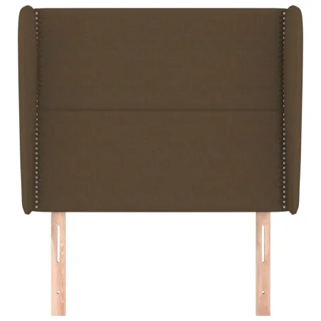 Tête de lit avec oreilles Marron foncé 103x23x118/128 cm Tissu