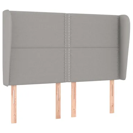 Tête de lit avec oreilles Gris clair 147x23x118/128 cm Tissu 2