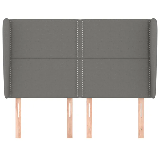 Tête de lit avec oreilles Gris foncé 147x23x118/128 cm Tissu