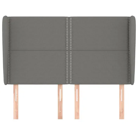 Tête de lit avec oreilles Gris foncé 147x23x118/128 cm Tissu